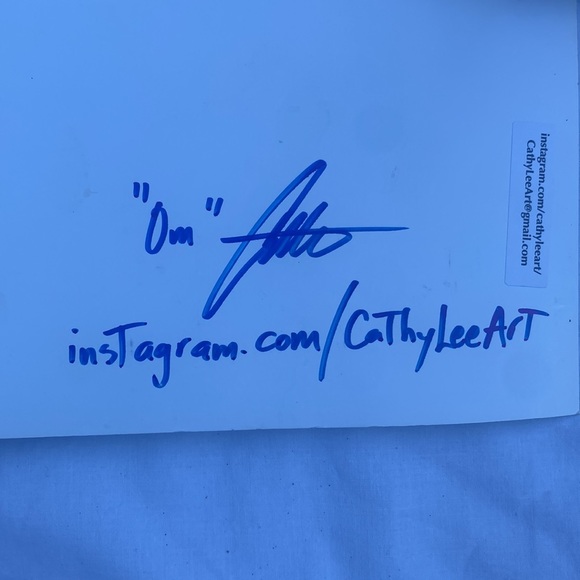 Om Om Buddha smoking a spliff with cannabis plant art poster. Signed by artist - Picture 2 of 2